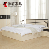 1.35米硬板床高箱储物床单双人气动板式床1.5/1.8米简约白枫木色