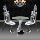 欧式圆形桌子休闲桌椅大师设计组合艺术风格型个性无门玻璃女茶几