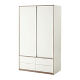 特里索 滑门衣柜带4屉 白色/淡灰色 正品广州宜家家居代购IKEA