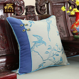 刺绣花创意中国风现代复古新中式红木沙发花鸟棉麻抱枕沙发靠垫套