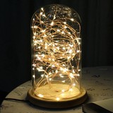 火树银花灯实木底座玻璃罩LED小夜灯北欧宜家风装饰台灯 生日礼物