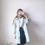 韩国代购特殊面料简约防晒风衣外套，两色白/绿