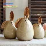 欧式田园储钱罐儿童卡通储蓄硬币桶ZAKKA陶瓷存钱罐创意 可爱兔子