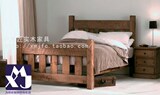 实木双人床1.5*2米 定制榫卯结构实木家具 美式简约乡村风格家具
