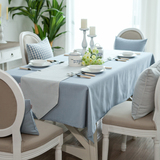 地中海高档色织布艺餐桌布艺蓝色小条纹餐桌桌旗/条子桌垫