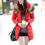 天天特价蘑菇街冬装新款韩版女装中长款修身棉衣连帽毛领外套女棉