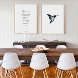 北欧鸟英文海报现代简约双联客厅挂画艺术抽象装饰画餐厅卧室壁画