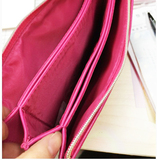 兰+蔻专柜最新赠品玫红色化妆包PU皮三层气质手拿包大容量收纳包