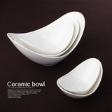 陶瓷碗新款多尺寸元宝碗创意造型纯白陶瓷碗骨质瓷碗沙拉碗点心碗