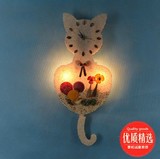 爱家灯饰 海洋现代简约走廊过道餐厅客厅 创意壁灯—吉祥白猫摆钟