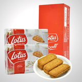 比利时进口lotus和情焦糖饼干124gX12包整箱装 酥性饼干休闲零食