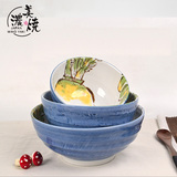 美浓烧绘手纸面碗日式和风蔬菜大碗釉下彩味千拉面碗日本进口餐具