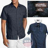 国内现货 美国正品 Michael kors 迈克科尔斯 男士亚麻短袖衬衫