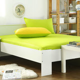 床上用品纯色简约双拼全棉纯棉贡缎素色枕套床单三件套1.2米