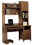 现代中式实木简约电脑台桌书柜组合柜写字台式电脑书桌书架1.2米