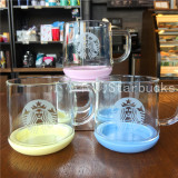 正品星巴克杯子代购粉色蓝色灿烂夏天玻璃杯耐热水杯咖啡杯桌面杯