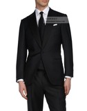 纯黑色斜纹加厚面料经典婚礼套装男中青年品牌西服商务外套suit