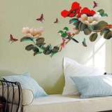中国风卧室床头沙发墙壁装饰贴画书房贴花纸可移除国画花鸟温馨