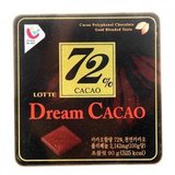 韩国原装进口 乐天72度纯黑巧克力 高浓度片装巧克力 铁盒装90G