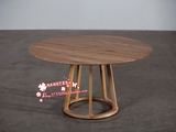 美式实木餐桌圆形餐桌椅组合创意胡桃色休闲桌北欧复古洽谈桌特价