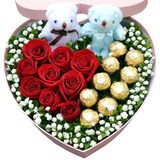 红玫瑰巧克力心型礼盒鲜花连云港鲜花同城速递圣诞节礼物鲜花