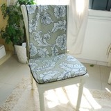 简约现代植物花卉坐垫餐椅连体布艺棉麻椅背加厚方形印花帆布椅垫