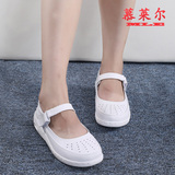 台湾慕莱尔气垫护士鞋牛皮女鞋白色单鞋坡跟鞋妈妈鞋慕伊莱代工