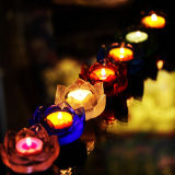 佛教用品 酥油灯座 佛教坛城莲花琉璃烛台 整套赠七彩酥油灯