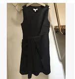 lily2016夏新款女装商务通勤纯色无袖收腰圆领连衣裙116230C7134