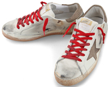 正品代购直邮Golden Goose星星白色红鞋带GGDB做旧男鞋板鞋