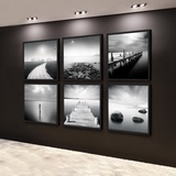 现代简约客厅装饰画黑白艺术三联画北欧风景挂画沙发背景墙画壁画