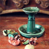 （已出）清代古董绿釉烛台灯台油灯瓷器香台摆件 陈设装饰老物件