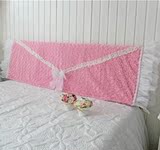 韩国进口！冬季暖绒粉色玫瑰绒 蕾丝床头套/床头罩 韩版公主家纺