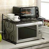 厨房台面微波炉架2层 金属电烤箱置物架双层 铁艺台式厨具收纳架