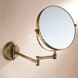包邮 仿古全铜浴室化妆镜 折叠浴室放大镜 卫生间 伸缩 美容镜子