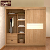 北欧实木衣柜 推拉移门2门组装新中式橡木衣橱现代卧室定制衣柜