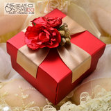 小号创意欧式花朵红色方纸盒 个性结婚喜糖盒批发