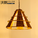简约日式餐厅吊灯 创意木质榻榻米原木创意个性餐馆灯实木led灯具