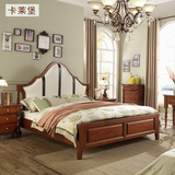 全实木床美式家具软包欧式床双人真皮1.8米特价床卧室实木床婚床
