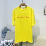【钱夫人】定制 雪梨每天都在穿的简约free黄色字母t恤