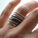 法国设计师Berenice 银氧化黑14k注金玫瑰金夸张宽叠加戒指 12个