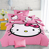床上儿童卡通可爱猫四件套夏季宿舍被套床单双人三件套床品