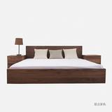 北欧实木床黑胡桃木床日式橡木床1.5/1.8米卧室高箱储物床双人床