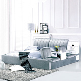 润庭家具 现代时尚简易1.8米双人榻榻米灰色布艺创意组合床 特价