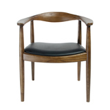 北欧餐椅宜家实木椅子肯尼迪总统椅咖啡餐厅椅真皮圈椅电脑椅座椅