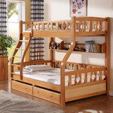 榉木家具 实木高低床子母床上下床铺 原木母子床双层床 木架床