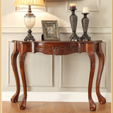 欧式玄关桌子靠墙桌半圆桌门厅柜美式实木窄柜雕花装饰柜