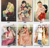 民国美女装饰画旧上海滩月份牌旗袍美人宣传画广告牌时尚女郎挂画