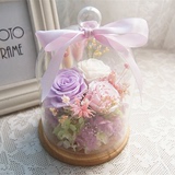 永生花礼盒玻璃罩进口七彩玫瑰花保鲜花康乃馨母亲节生日礼物顺丰