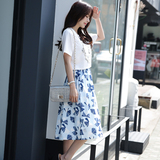 韩版夏裙套装学院风两件套连衣裙文艺休闲t恤女学生mm短袖中长裙